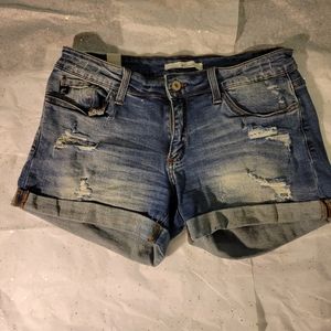 Kan Can KanCan Beren Medium Distressed Cuffed Frey Denim Jean Shorts Size 11